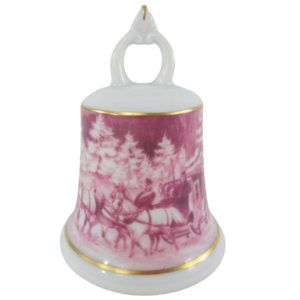 Kaiser West Germany - Porcelain Mail Sleigh Bell - 22K Gold -  Vintage